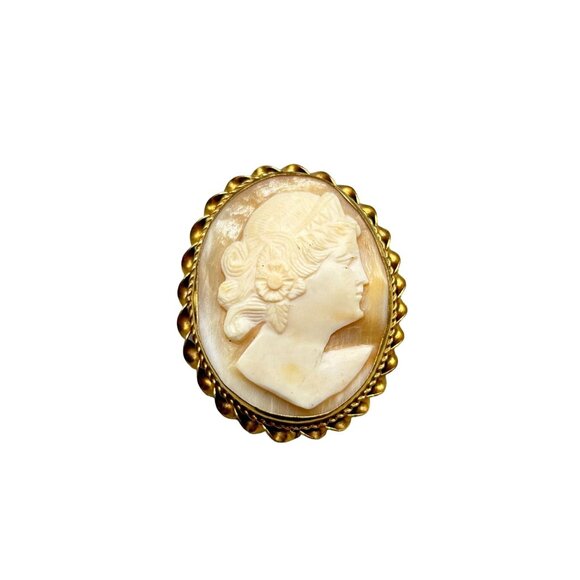 Vintage Genuine Carved Shell Cameo Pin Brooch Pendant Flower in Hair Older Pin - Picture 1 of 9